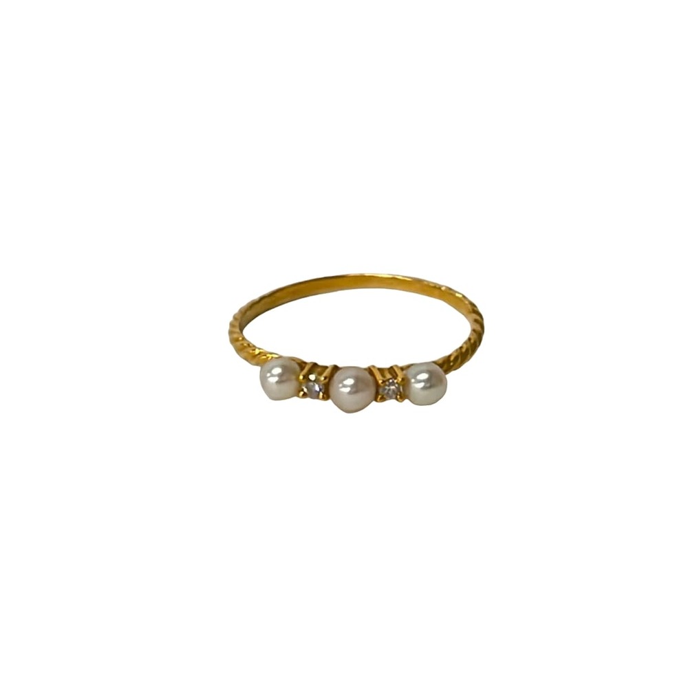 Tasaki Ring 18K Yellow Gold Diamond Pearl